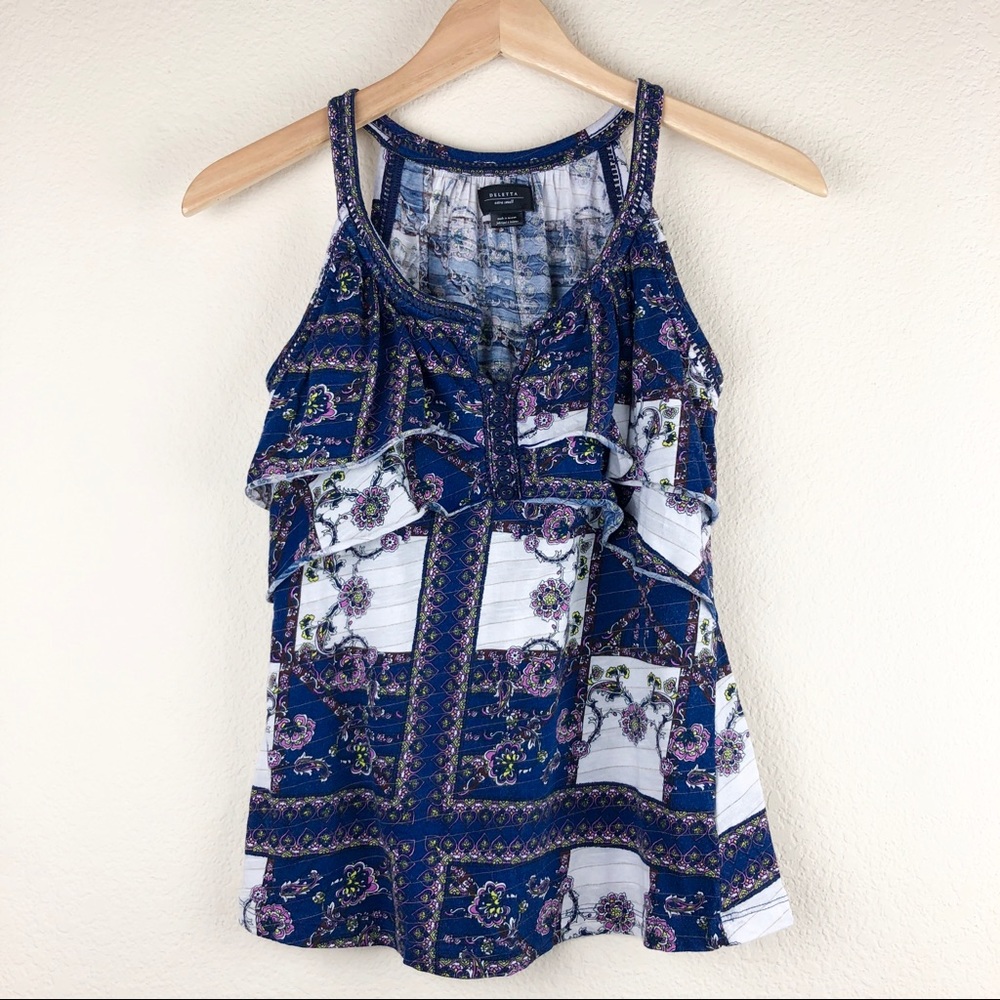 [Anthropologie] Deletta Ruffled Paisley Tank - Sz XS